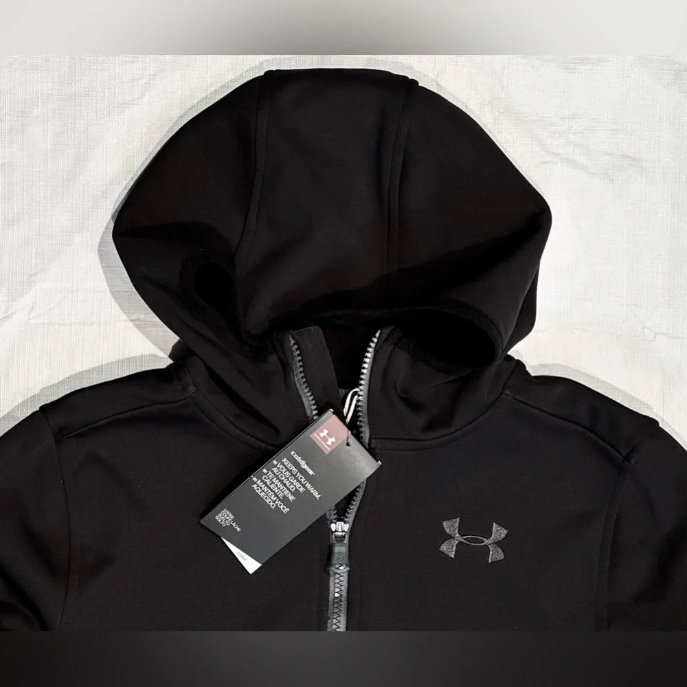 NEW SZ L BOYS JACKET UNDER ARMOUR TECHNO COLDGEAR FULL ZIP HOODIE